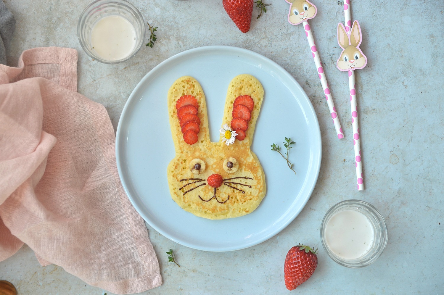 Recette de pancakes lapins pour Pâques