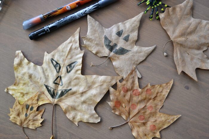 Monstres rigolos avec des feuilles mortes