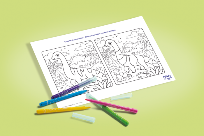 Coloriage dinosaure et jeu des 7 différences