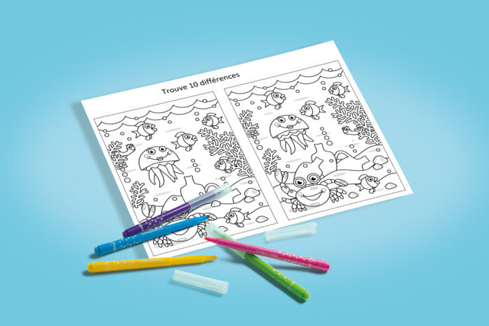 Coloriage monde marin et jeu des erreurs à imprimer