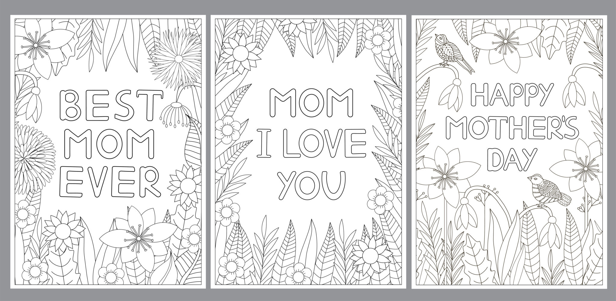 Coloriage cartes fleurs fête des mères