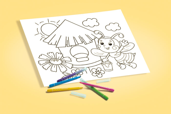 Coloriage abeille et son pot de miel