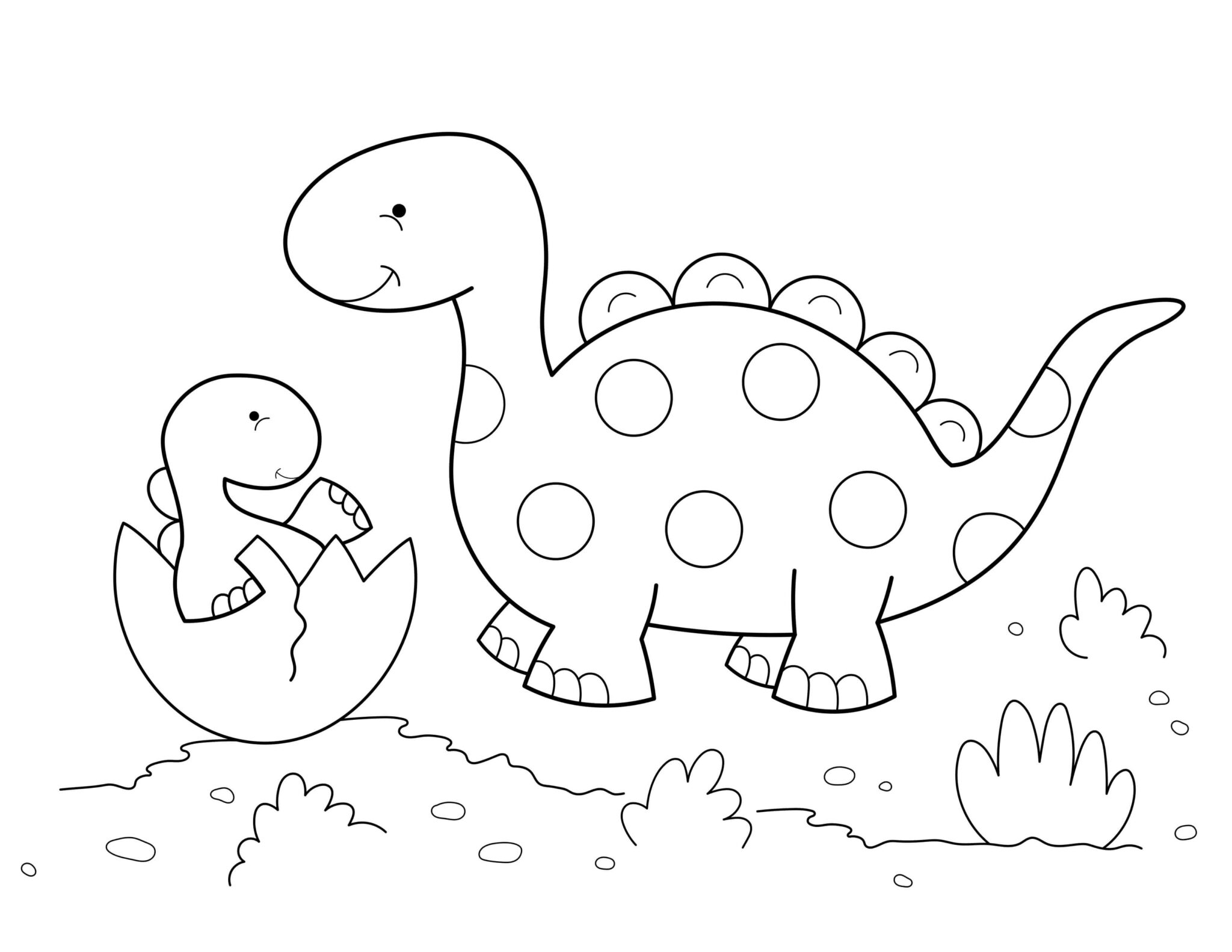 Coloriage bébé dinosaure et sa maman