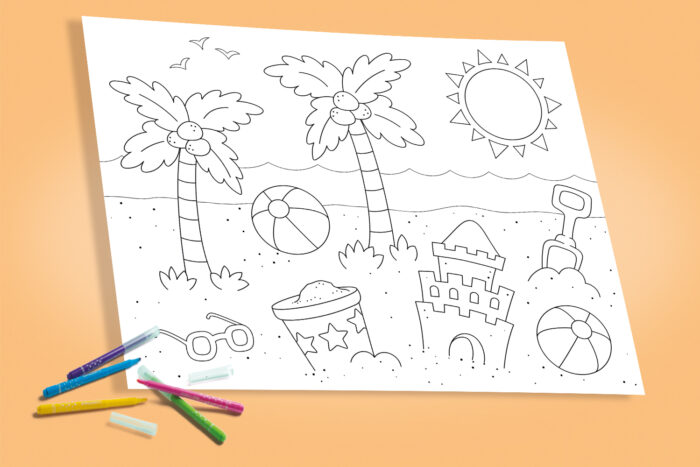 Coloriage plage et mer