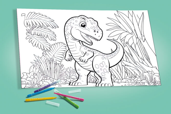 coloriage bébé dinosaure T-Rex à imprimer