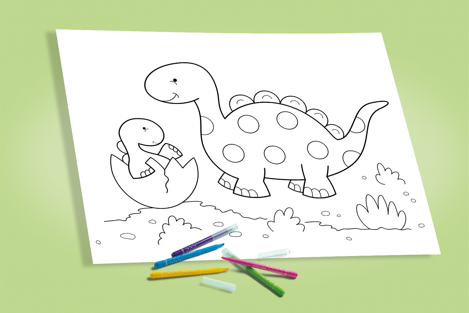 Coloriage bébé dinosaure et sa maman à imprimer