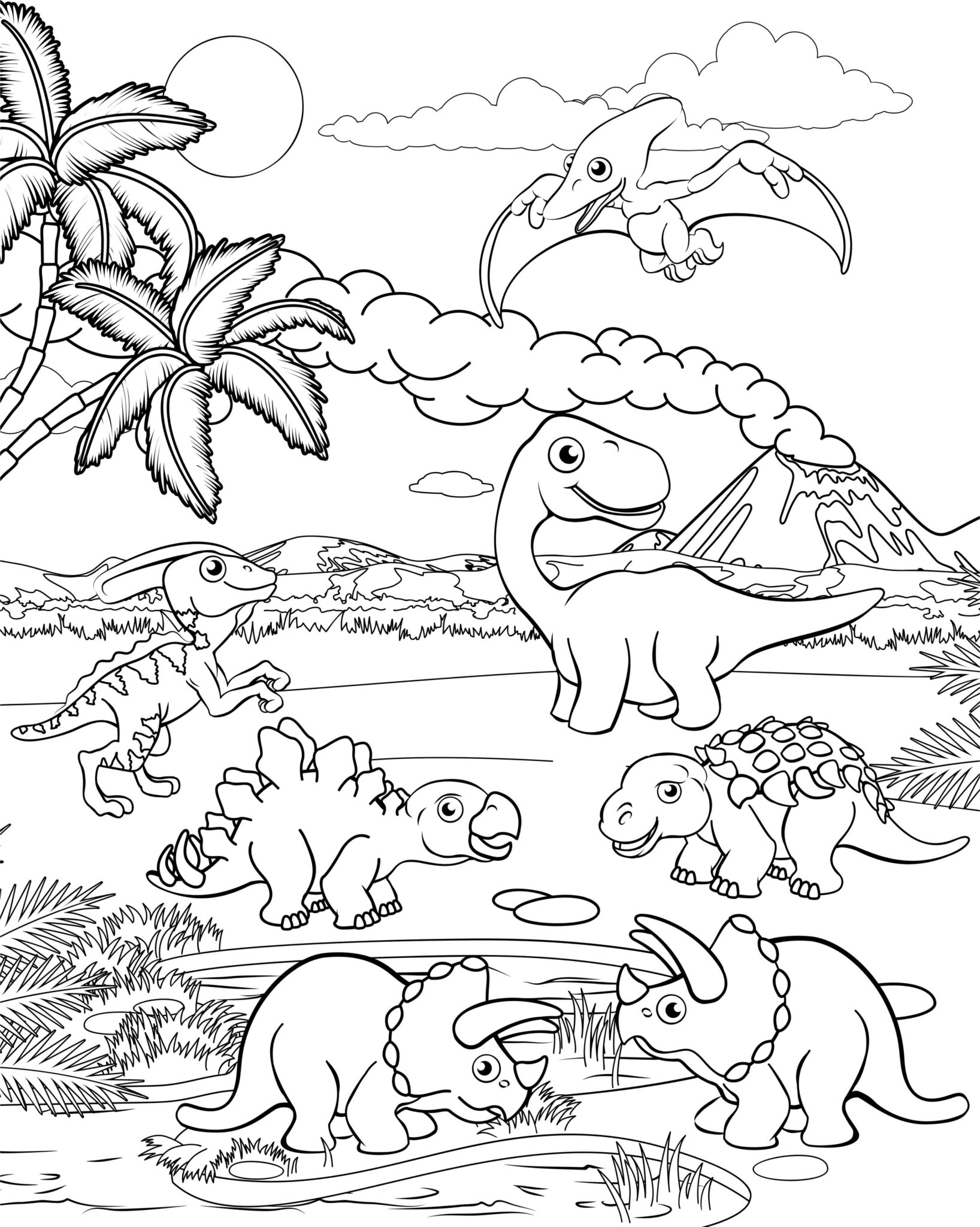 Coloriage le monde des dinosaures