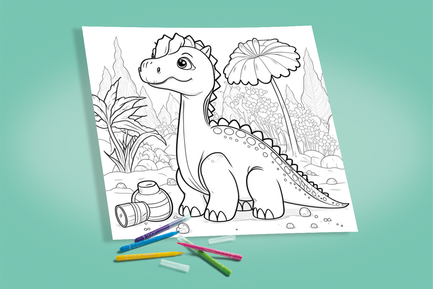 Dessin gratuit - Coloriage famille de dinosaures pour enfants