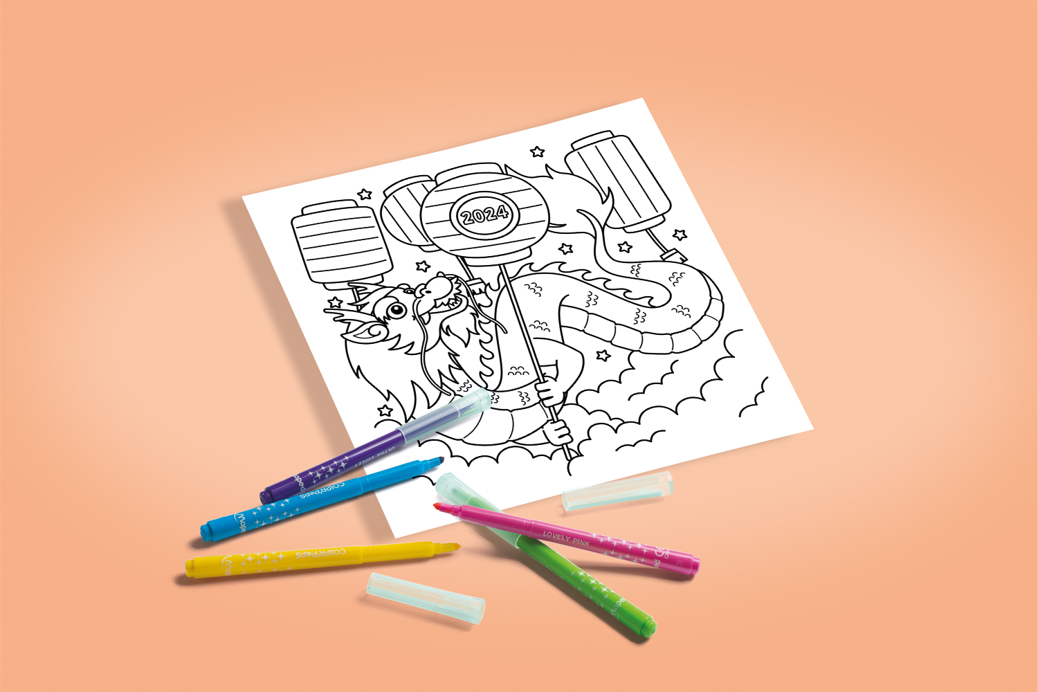 Mapiwee by Maped coloriage Nouvel An chinois dragon 2024