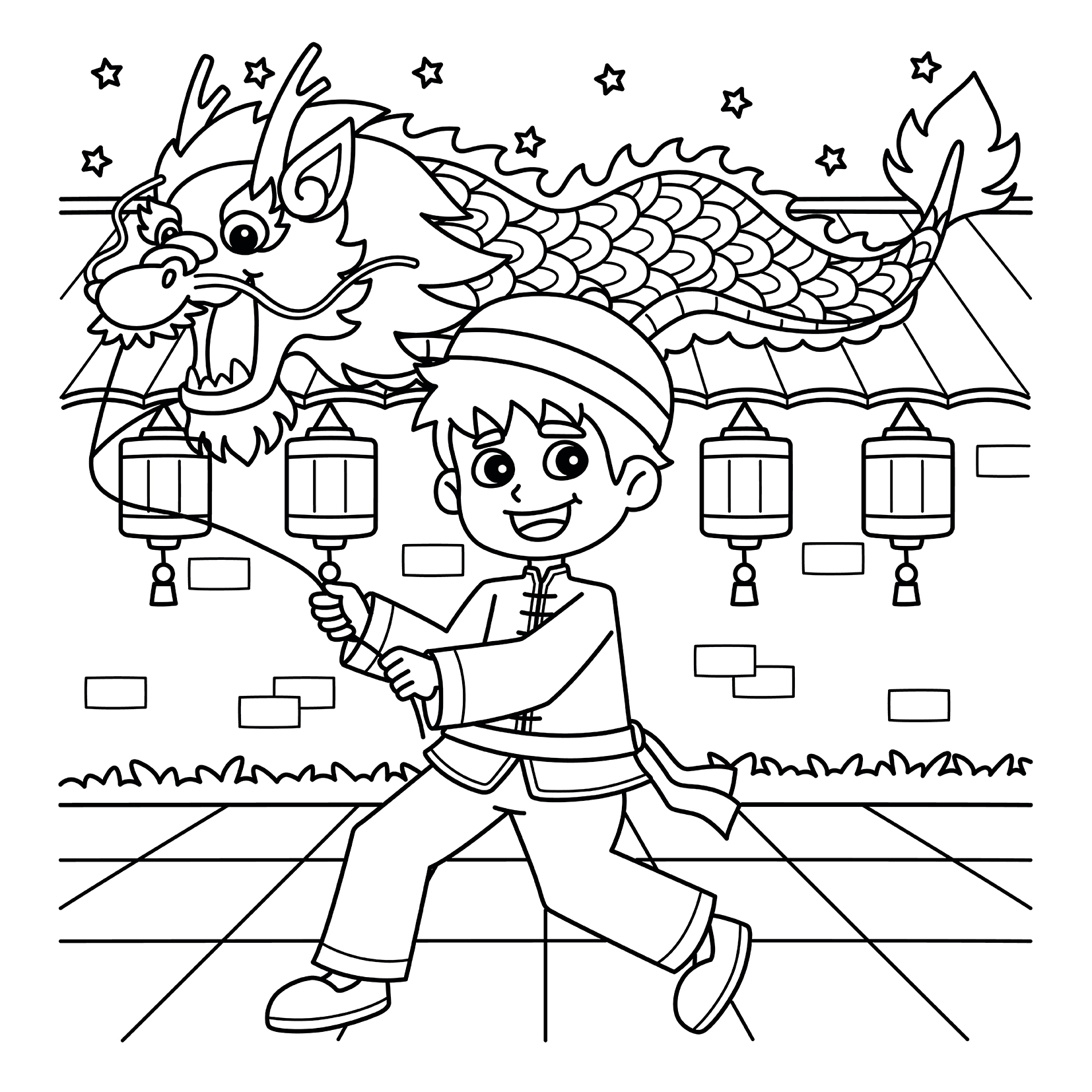 mapiwee by maped coloriage Nouvel an chinois signe du dragon