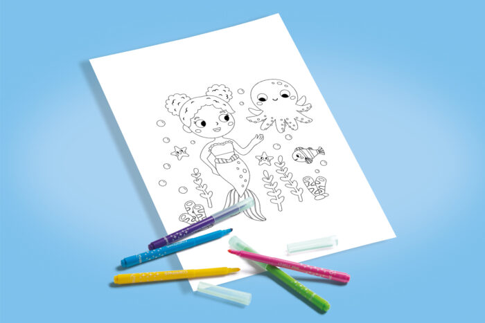 Coloriage d’une sirène sous l’océan à imprimer 