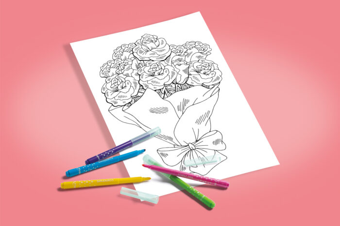 Coloriage bouquet de roses à imprimer