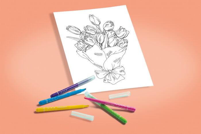Coloriage bouquet de tulipes à imprimer