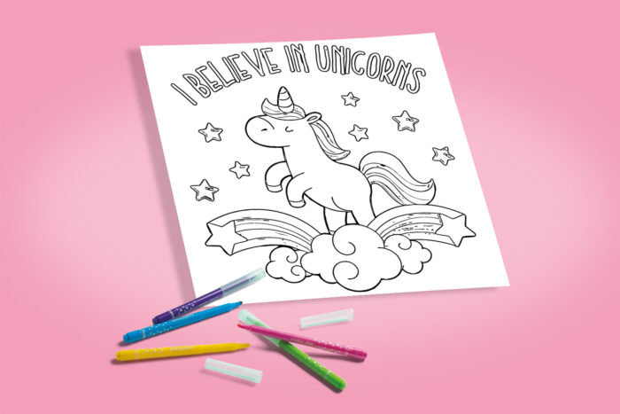 Coloriage licorne et étoiles à imprimer