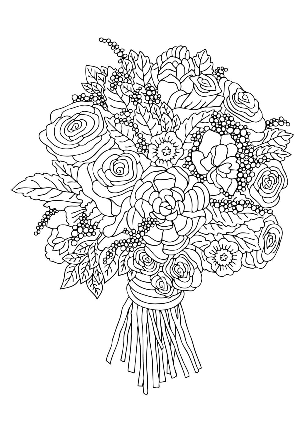 Télécharger gratuitement ce coloriage à imprimer bouquet de fleurs