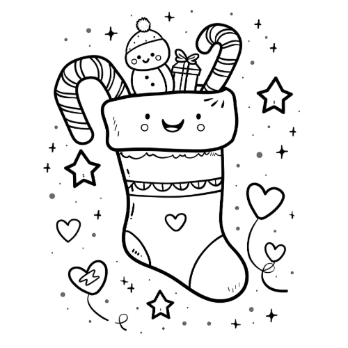 coloriage chaussette de noël