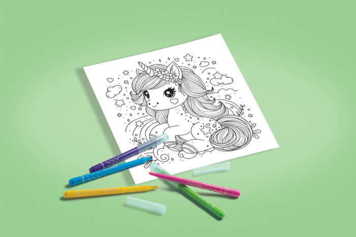 Coloriage licorne et ciel étoilé à imprimer