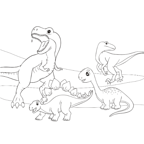 coloriage bande de dinosaures