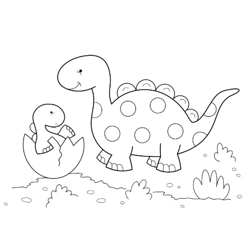 Coloriage bébé dinosaure et sa maman