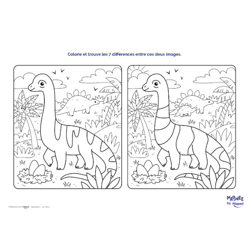 Coloriage dinosaure et jeu des différences