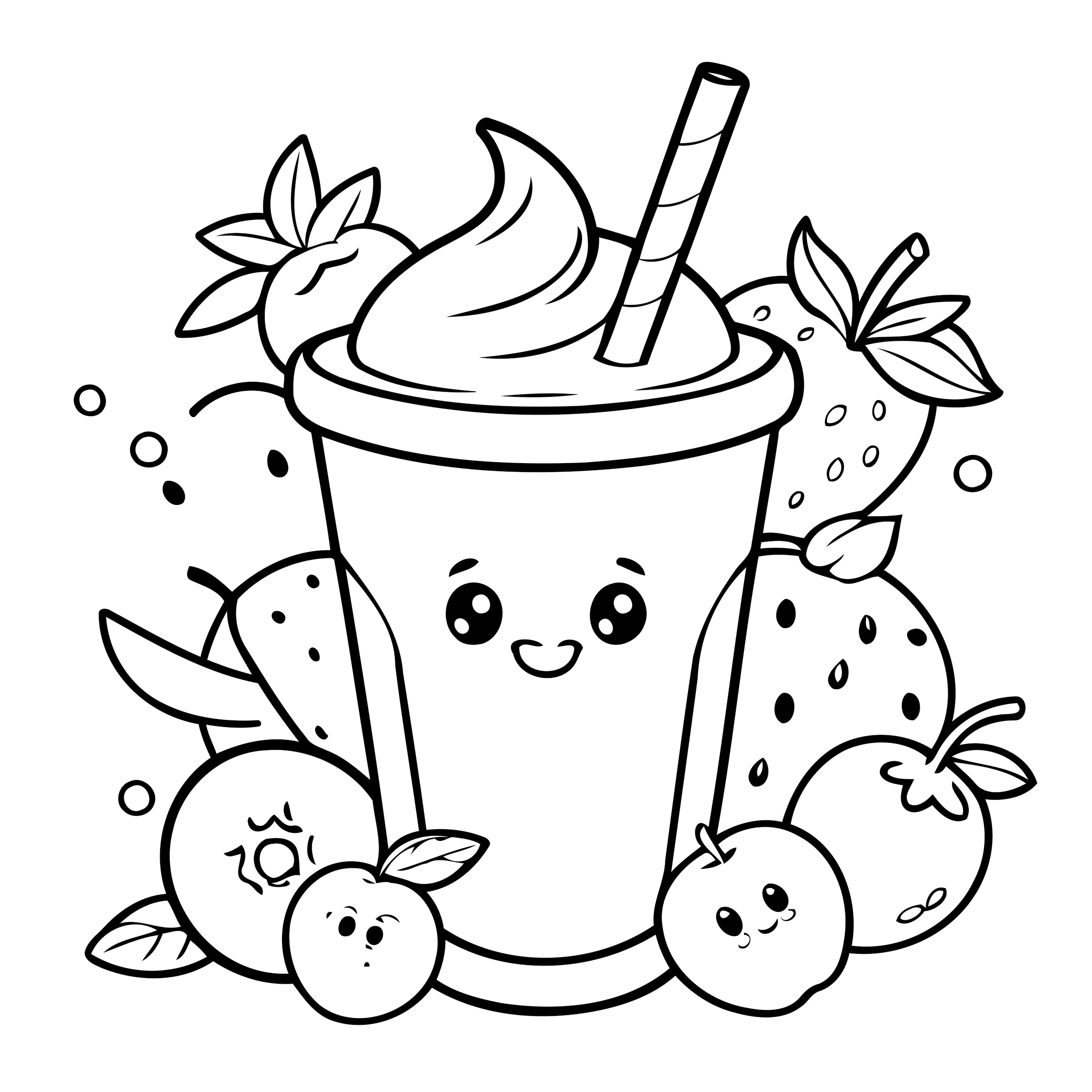 coloriage milkshake kawaii 