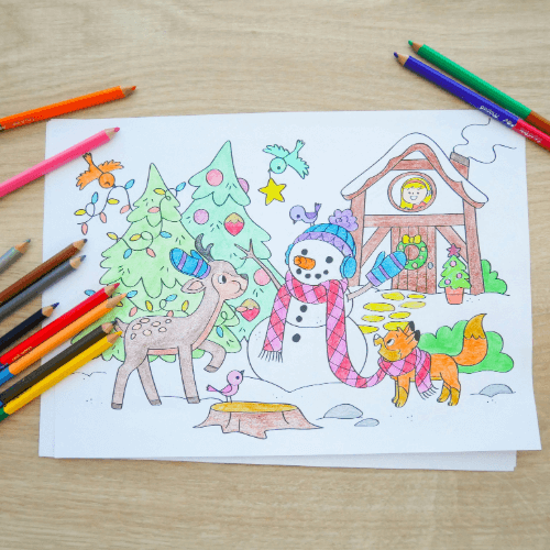 Cahier de coloriages et activités ludiques sur l'hiver