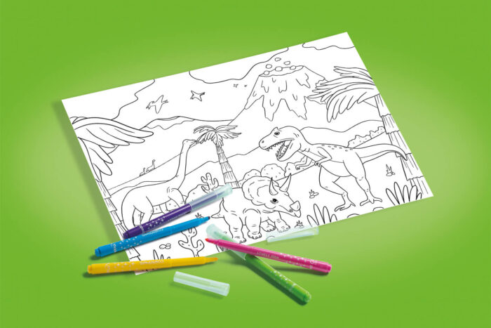 Coloriage dinosaures dans la jungle