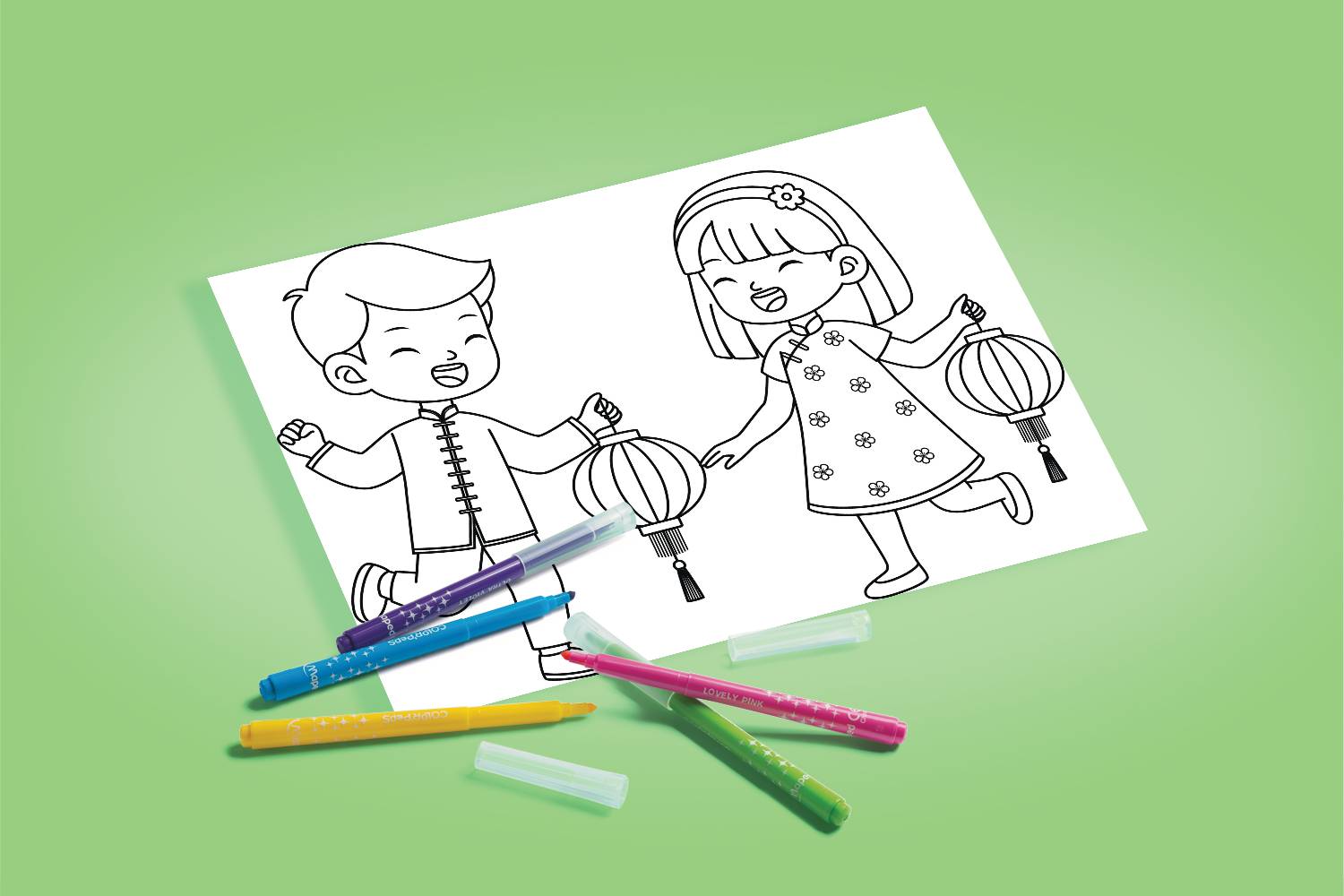 Visuel-Coloriage-Nouvel-An-chinois-Enfants-en-tenue-de-fête