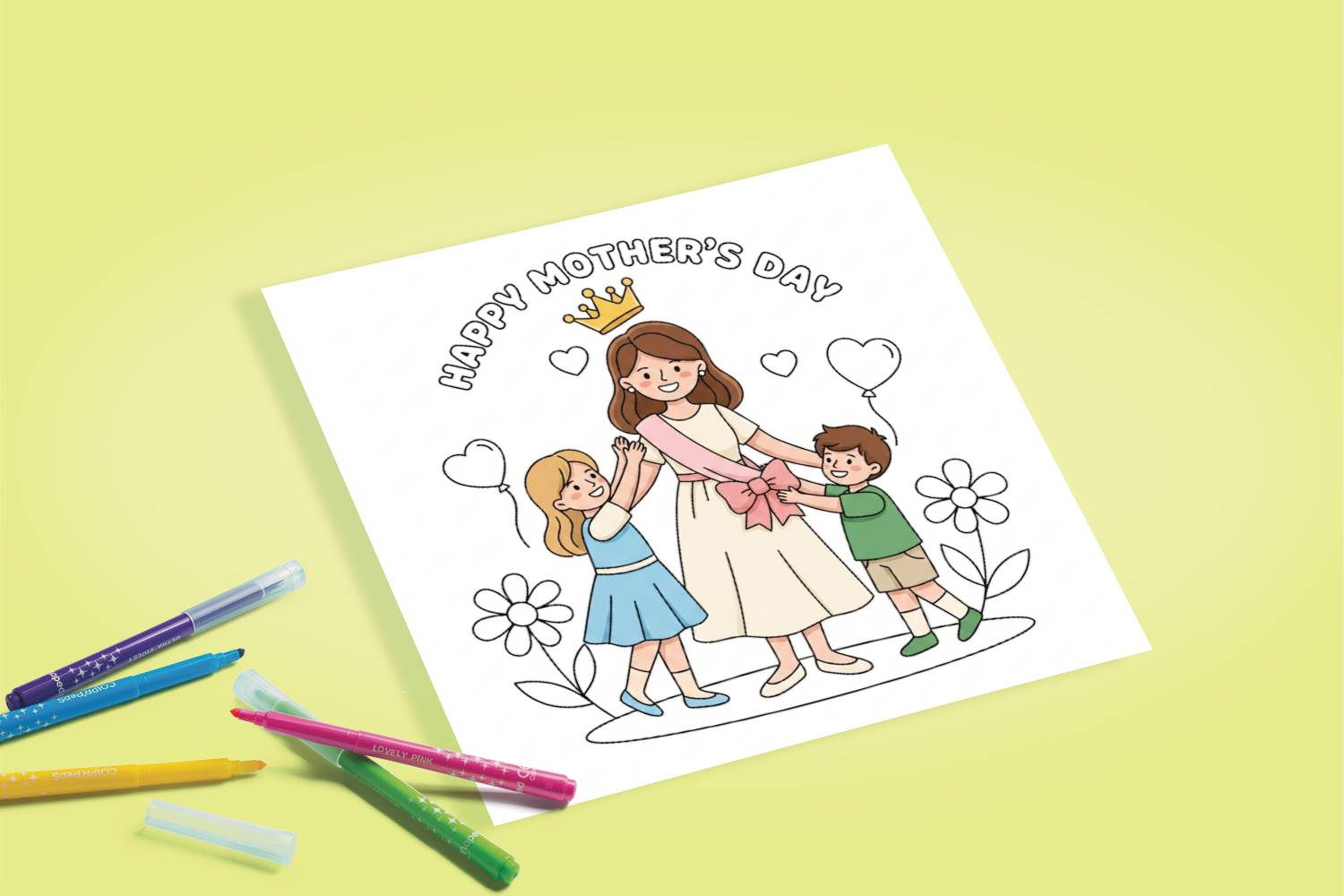 Famille cœur colorisé